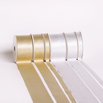 Gold or silver purl satin glitter ribbon