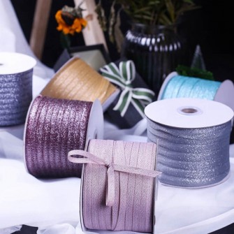 Silver yarn Herringbone ribbon