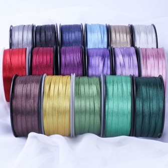 Gold/Silver yarn narrow satin ribbon