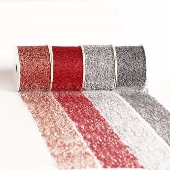 Polyester glitter mesh ribbon