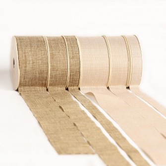 Cut edge polyester linen ribbon